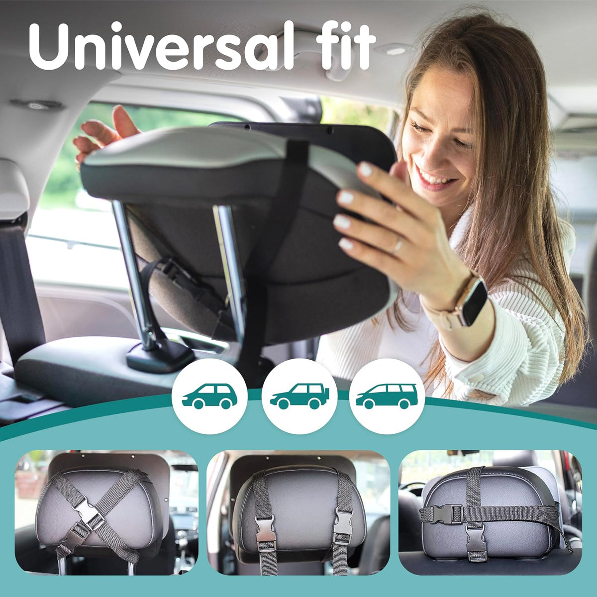 Baby Car Mirror for Fixed Headrests - Tesla-Compatible Non-Slip Mirror