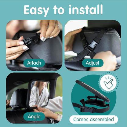 Baby Car Mirror for Fixed Headrests - Tesla-Compatible Non-Slip Mirror