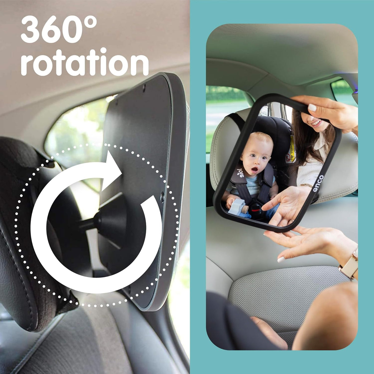 Baby Car Mirror for Fixed Headrests - Tesla-Compatible Non-Slip Mirror