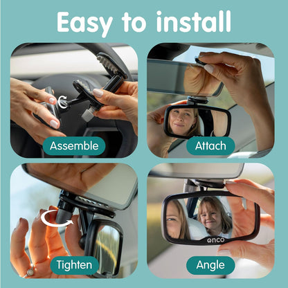 Baby Car Mirror for Fixed Headrests - Tesla-Compatible Non-Slip Mirror