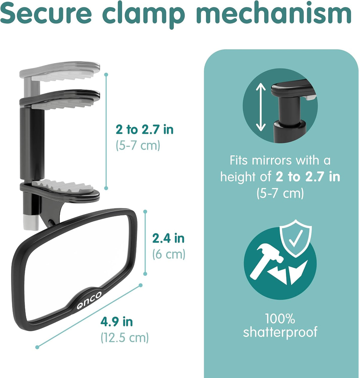 Baby Car Mirror for Fixed Headrests - Tesla-Compatible Non-Slip Mirror