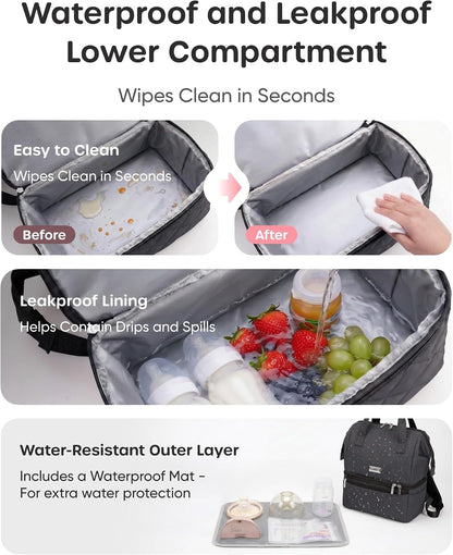 Wearable Breast Pump Bag with Cooler Compartment, Grey
