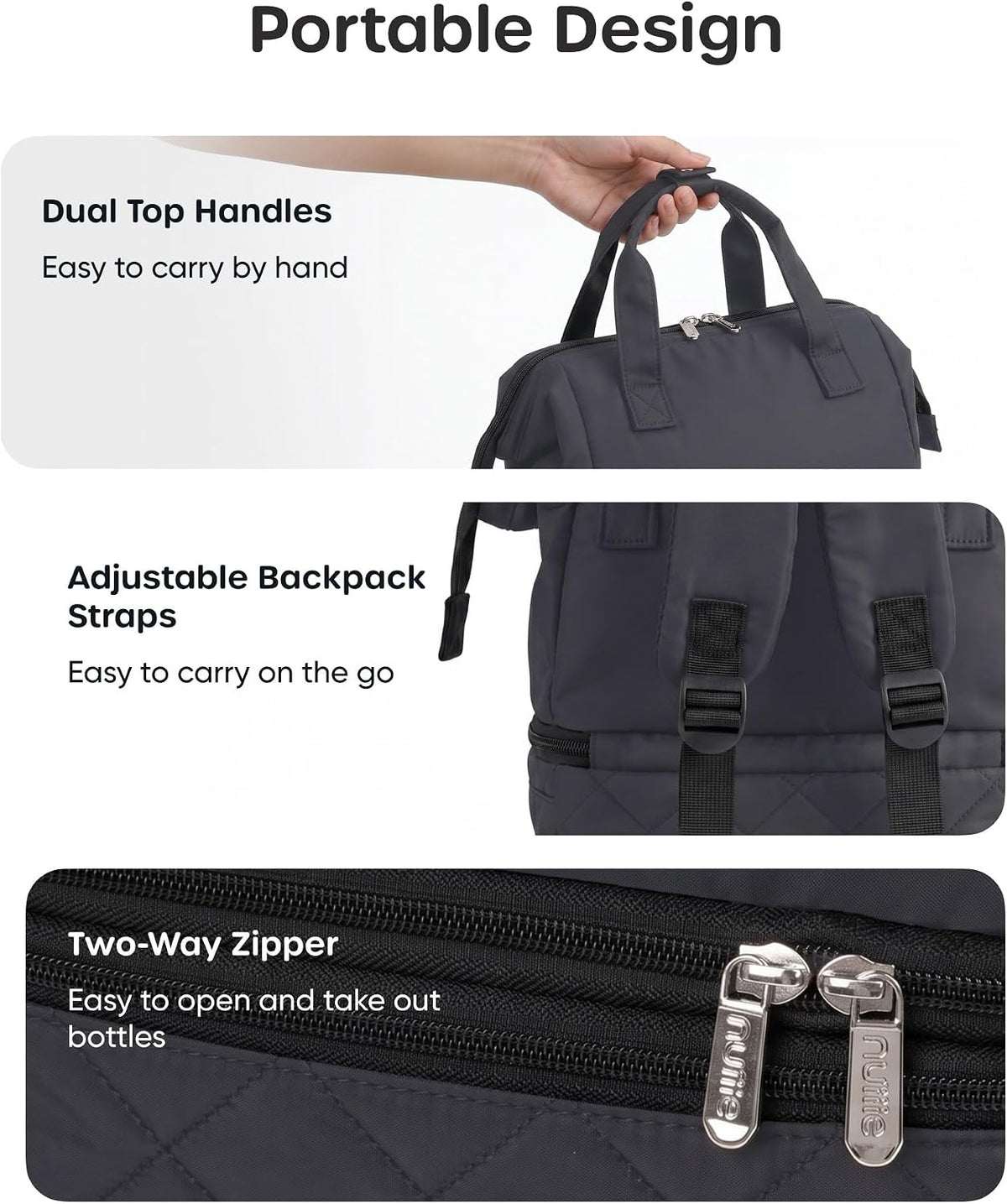 Wearable Breast Pump Bag with Cooler Compartment, Grey
