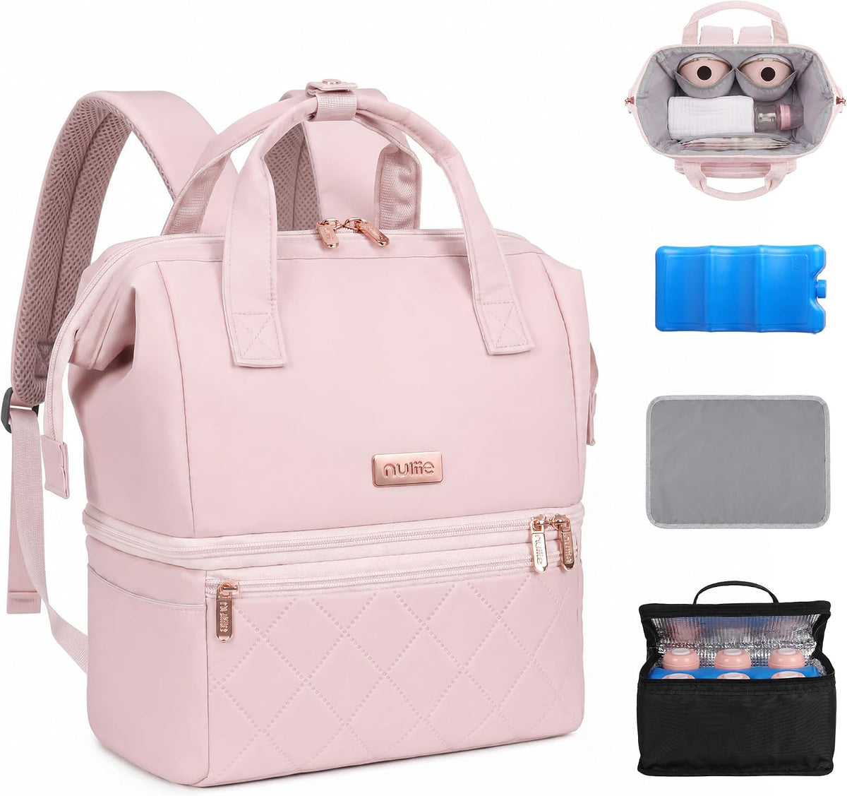 Wearable Breast Pump Bag with Cooler Compartment, Grey
