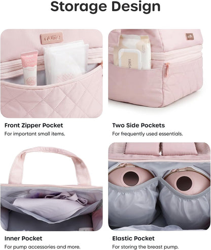 Wearable Breast Pump Bag with Cooler Compartment, Grey