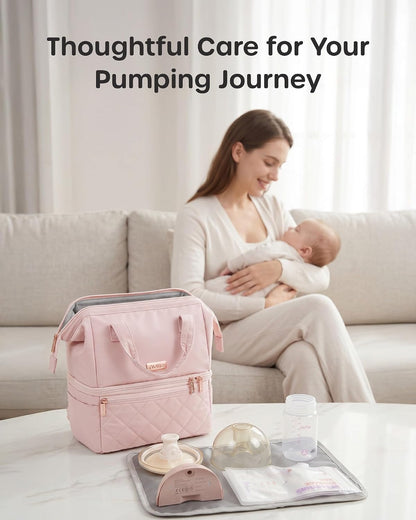 Wearable Breast Pump Bag with Cooler Compartment, Grey