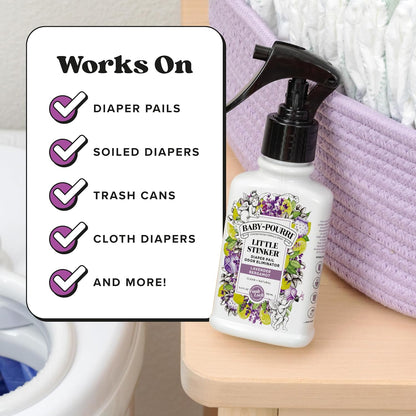Baby- Little Stinker Diaper Pail Deodorizer Spray, 3.4 Fl Oz, Up to 150 Uses, Odor Freshener with Essential Oils, Nursery Essentials, Lavender, Bergamot, Eucalyptus & Vanilla Scent