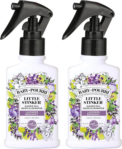 Baby- Little Stinker Diaper Pail Deodorizer Spray, 3.4 Fl Oz, Up to 150 Uses, Odor Freshener with Essential Oils, Nursery Essentials, Lavender, Bergamot, Eucalyptus & Vanilla Scent