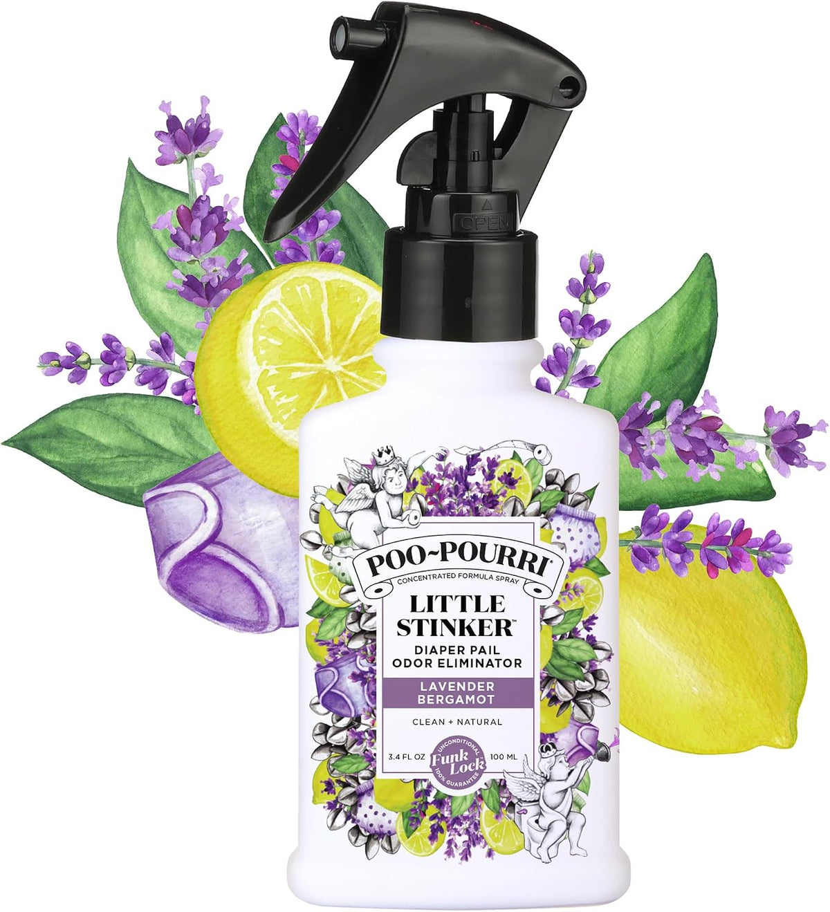 Baby- Little Stinker Diaper Pail Deodorizer Spray, 3.4 Fl Oz, Up to 150 Uses, Odor Freshener with Essential Oils, Nursery Essentials, Lavender, Bergamot, Eucalyptus & Vanilla Scent