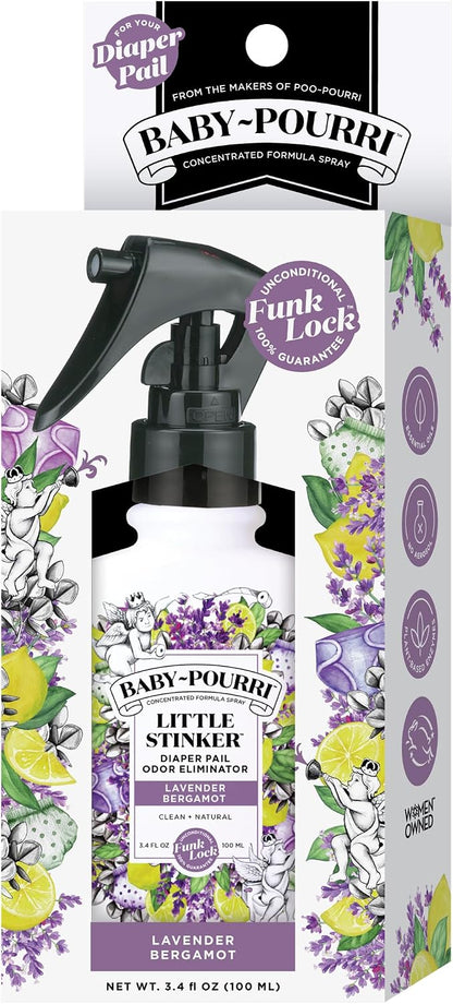 Baby- Little Stinker Diaper Pail Deodorizer Spray, 3.4 Fl Oz, Up to 150 Uses, Odor Freshener with Essential Oils, Nursery Essentials, Lavender, Bergamot, Eucalyptus & Vanilla Scent