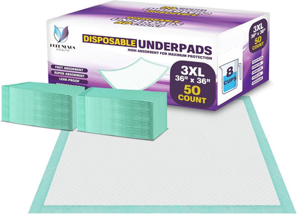 Disposable Bed Pads with Adhesive for Adults and Kids 17 x 24 - Super Absorbent Waterproof Incontinence Underpads, Chuck Pads, Chux Pads, Changing Pads for Baby, Pee Pads