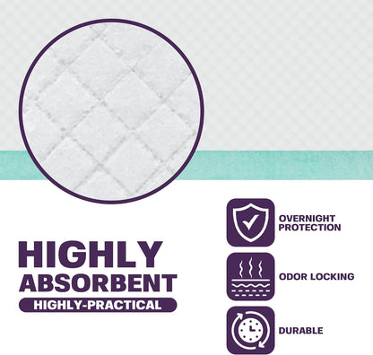 Disposable Bed Pads with Adhesive for Adults and Kids 17 x 24 - Super Absorbent Waterproof Incontinence Underpads, Chuck Pads, Chux Pads, Changing Pads for Baby, Pee Pads