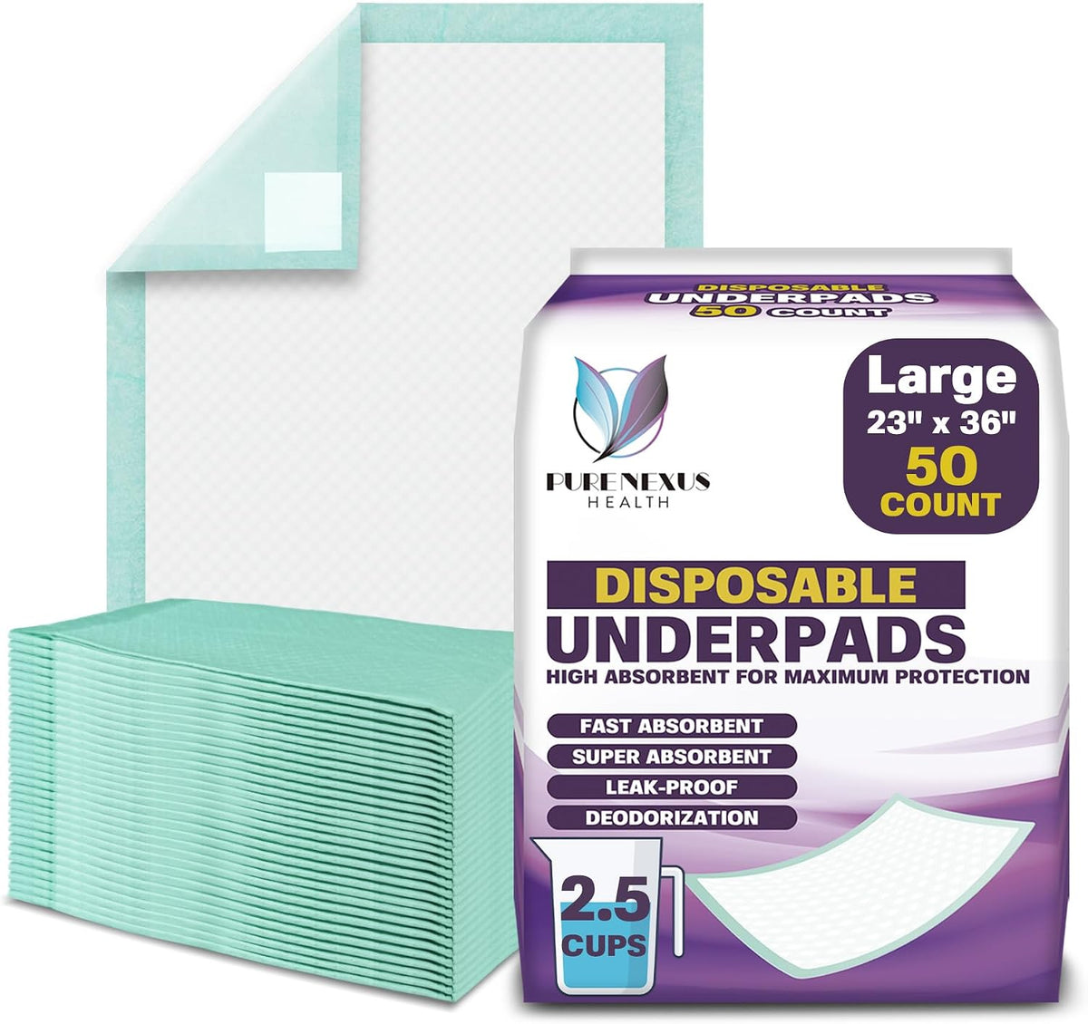 Disposable Bed Pads with Adhesive for Adults and Kids 17 x 24 - Super Absorbent Waterproof Incontinence Underpads, Chuck Pads, Chux Pads, Changing Pads for Baby, Pee Pads