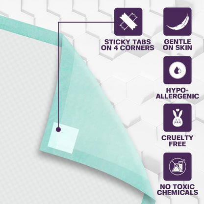 Disposable Bed Pads with Adhesive for Adults and Kids 17 x 24 - Super Absorbent Waterproof Incontinence Underpads, Chuck Pads, Chux Pads, Changing Pads for Baby, Pee Pads