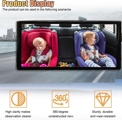 Car Interior Rearview Baby Mirror, Adjustable Wide Angle Windshield Backseat Mirror with Suction Cup, Universal Car Safety Rearview Accessories for Viewing Rear Passengers (HD-155)