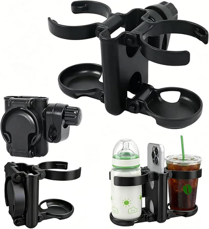 Stroller Cup Holder,Stroller Cup Holder Attachment with Phone Holder,Cup Holder for Stroller,Cup Holder for Wheelchair,Wheelchair Cup Holder 3-in-1 Bottle Holder, Wheelchair, Scooter