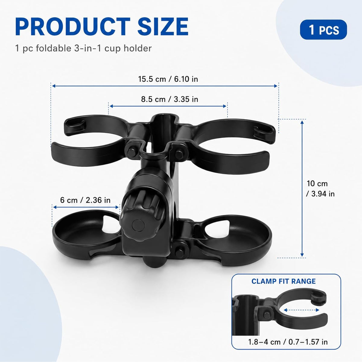 Stroller Cup Holder,Stroller Cup Holder Attachment with Phone Holder,Cup Holder for Stroller,Cup Holder for Wheelchair,Wheelchair Cup Holder 3-in-1 Bottle Holder, Wheelchair, Scooter