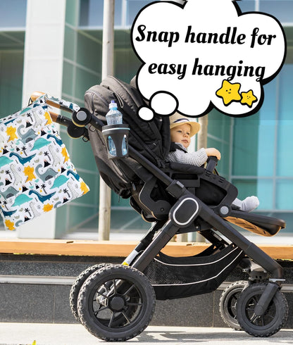 Wet Dry Bag for Cloth Diapers, 2PCS Waterproof Reusable Wet Bag with Zippered Pockets, Washable, Reusable for Travel, Beach, Pool, Stroller, Diapers, Dirty Gym Clothes, Swimsuits, 14x12In & 12x11In