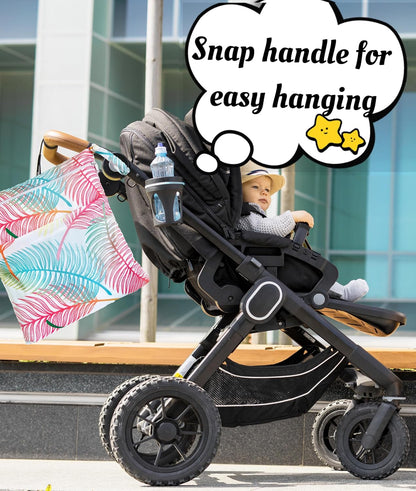 Wet Dry Bag for Cloth Diapers, 2PCS Waterproof Reusable Wet Bag with Zippered Pockets, Washable, Reusable for Travel, Beach, Pool, Stroller, Diapers, Dirty Gym Clothes, Swimsuits, 14x12In & 12x11In