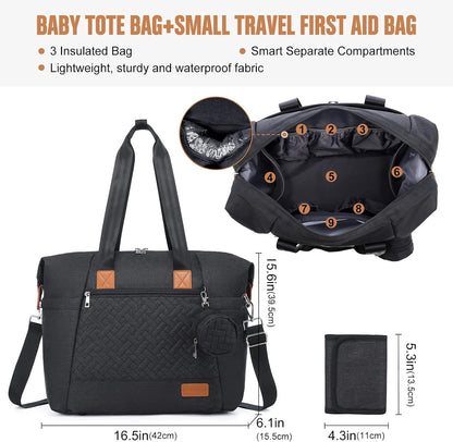 Diaper Bag Tote, Baby Diaper Bag Waterproof Travel Diaper Tote with Changing Pad