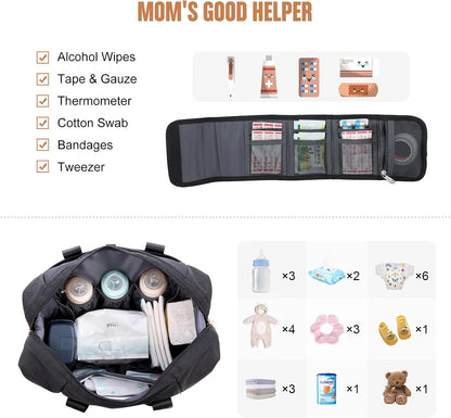 Diaper Bag Tote, Baby Diaper Bag Waterproof Travel Diaper Tote with Changing Pad