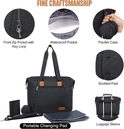 Diaper Bag Tote, Baby Diaper Bag Waterproof Travel Diaper Tote with Changing Pad