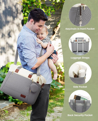 Diaper Bag Tote, Baby Diaper Bag Waterproof Travel Diaper Tote with Changing Pad