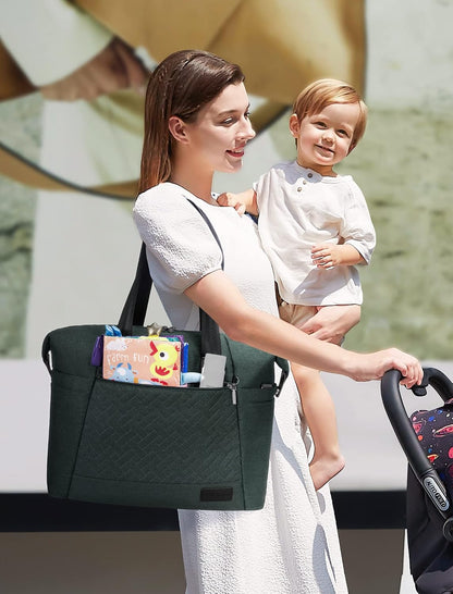 Diaper Bag Tote, Baby Diaper Bag Waterproof Travel Diaper Tote with Changing Pad