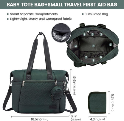 Diaper Bag Tote, Baby Diaper Bag Waterproof Travel Diaper Tote with Changing Pad