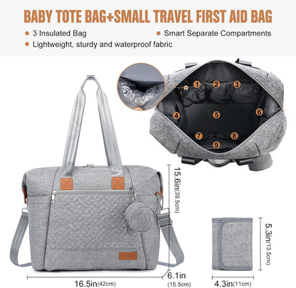 Diaper Bag Tote, Baby Diaper Bag Waterproof Travel Diaper Tote with Changing Pad