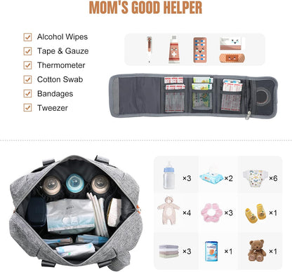 Diaper Bag Tote, Baby Diaper Bag Waterproof Travel Diaper Tote with Changing Pad