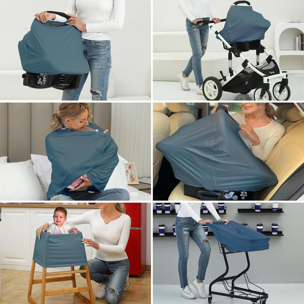 Breathable Car Seat Cover for Babies – Multi-Purpose Soft Rayon Nursing Cover for Breastfeeding, High Stretchy Infant Carseat Canopy, Stroller Cover (Smooth Rayon, Warm Natural)