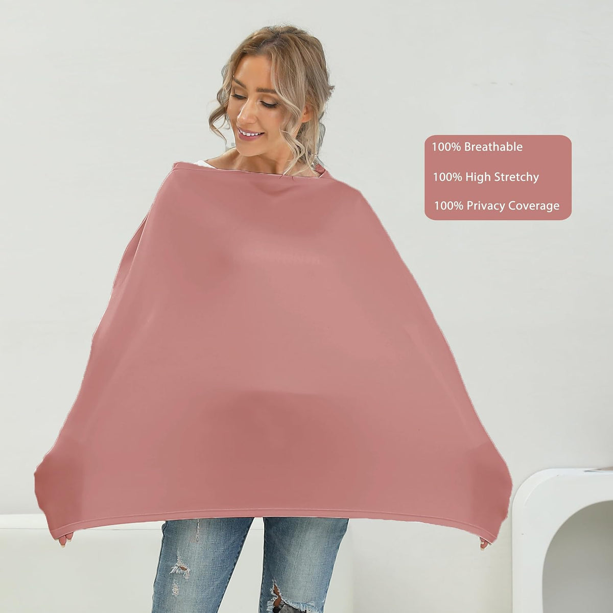 Breathable Car Seat Cover for Babies – Multi-Purpose Soft Rayon Nursing Cover for Breastfeeding, High Stretchy Infant Carseat Canopy, Stroller Cover (Smooth Rayon, Warm Natural)