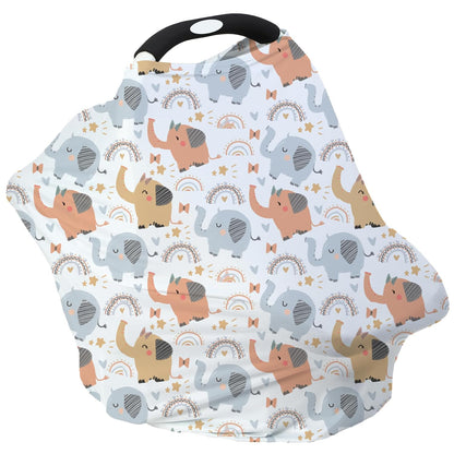 Breathable Car Seat Cover for Babies – Multi-Purpose Soft Rayon Nursing Cover for Breastfeeding, High Stretchy Infant Carseat Canopy, Stroller Cover (Smooth Rayon, Warm Natural)
