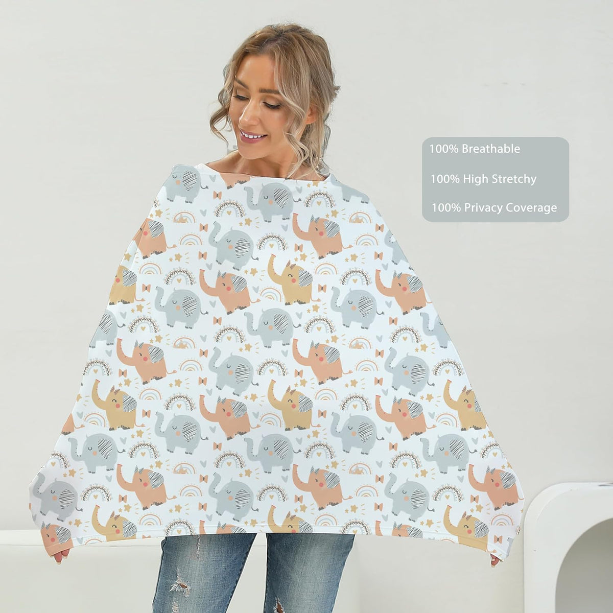 Breathable Car Seat Cover for Babies – Multi-Purpose Soft Rayon Nursing Cover for Breastfeeding, High Stretchy Infant Carseat Canopy, Stroller Cover (Smooth Rayon, Warm Natural)