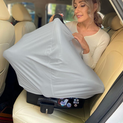 Breathable Car Seat Cover for Babies – Multi-Purpose Soft Rayon Nursing Cover for Breastfeeding, High Stretchy Infant Carseat Canopy, Stroller Cover (Smooth Rayon, Warm Natural)