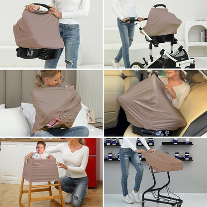 Breathable Car Seat Cover for Babies – Multi-Purpose Soft Rayon Nursing Cover for Breastfeeding, High Stretchy Infant Carseat Canopy, Stroller Cover (Smooth Rayon, Warm Natural)