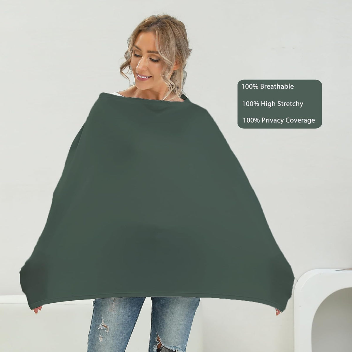 Breathable Car Seat Cover for Babies – Multi-Purpose Soft Rayon Nursing Cover for Breastfeeding, High Stretchy Infant Carseat Canopy, Stroller Cover (Smooth Rayon, Warm Natural)