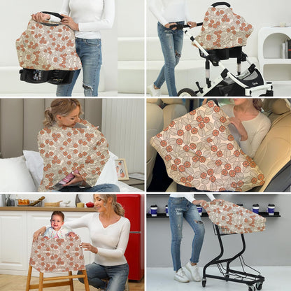 Breathable Car Seat Cover for Babies – Multi-Purpose Soft Rayon Nursing Cover for Breastfeeding, High Stretchy Infant Carseat Canopy, Stroller Cover (Smooth Rayon, Warm Natural)