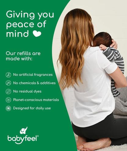 BIO Refills Compatible with DEKOR CLASSIC Diaper Pails | 100% Compostable |4 Pack |50% Extra Thickness | Compost Refill bags with Running Low Indicator |Powerful Odor Control | Fragrance-free