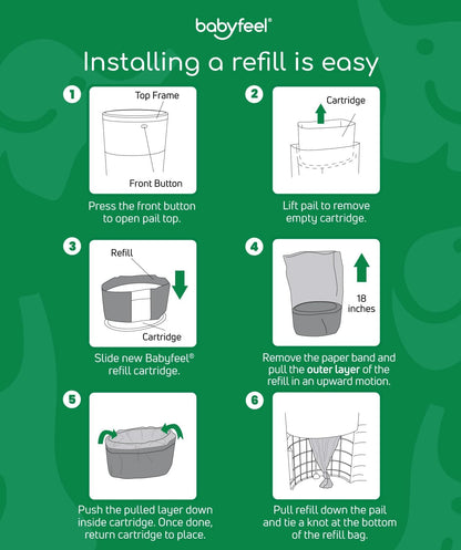 BIO Refills Compatible with DEKOR CLASSIC Diaper Pails | 100% Compostable |4 Pack |50% Extra Thickness | Compost Refill bags with Running Low Indicator |Powerful Odor Control | Fragrance-free