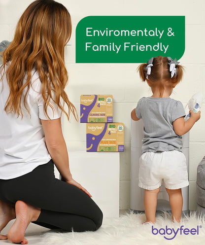 BIO Refills Compatible with DEKOR CLASSIC Diaper Pails | 100% Compostable |4 Pack |50% Extra Thickness | Compost Refill bags with Running Low Indicator |Powerful Odor Control | Fragrance-free