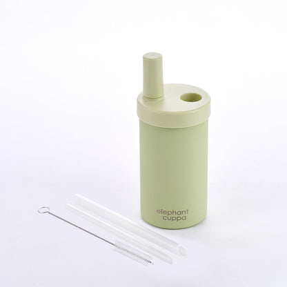 Leakproof Insulated Tumbler with Straws, 24 oz, Green | SUS 316 Steel, Keeps Drinks Cold 12 Hours or Hot 6 Hours, Sweat-Free Body, Dust-Proof Straw Cover, Wide Mouth, Straw Brush