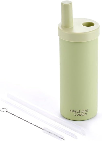 Leakproof Insulated Tumbler with Straws, 24 oz, Green | SUS 316 Steel, Keeps Drinks Cold 12 Hours or Hot 6 Hours, Sweat-Free Body, Dust-Proof Straw Cover, Wide Mouth, Straw Brush