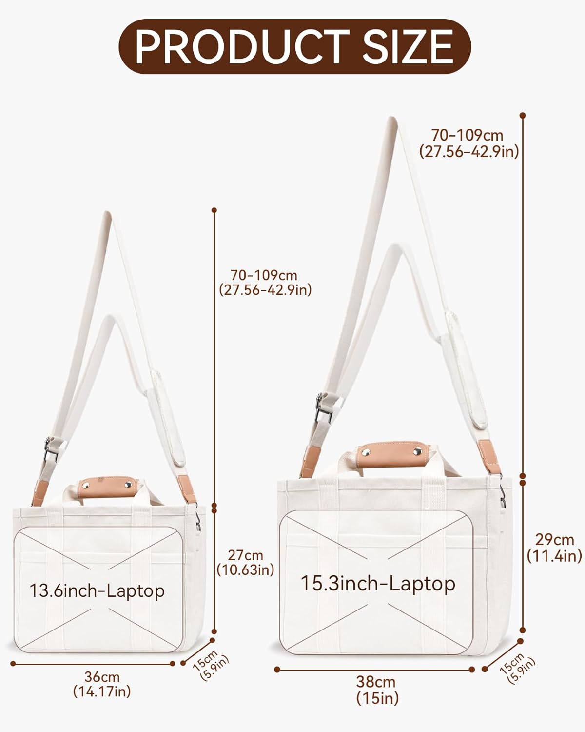 Canvas Tote Bag with Multi-Pocket for Women Large Crossbody Shoulder Handbag Everything Tote Bag with Compartments