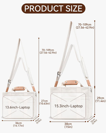 Canvas Tote Bag with Multi-Pocket for Women Large Crossbody Shoulder Handbag Everything Tote Bag with Compartments