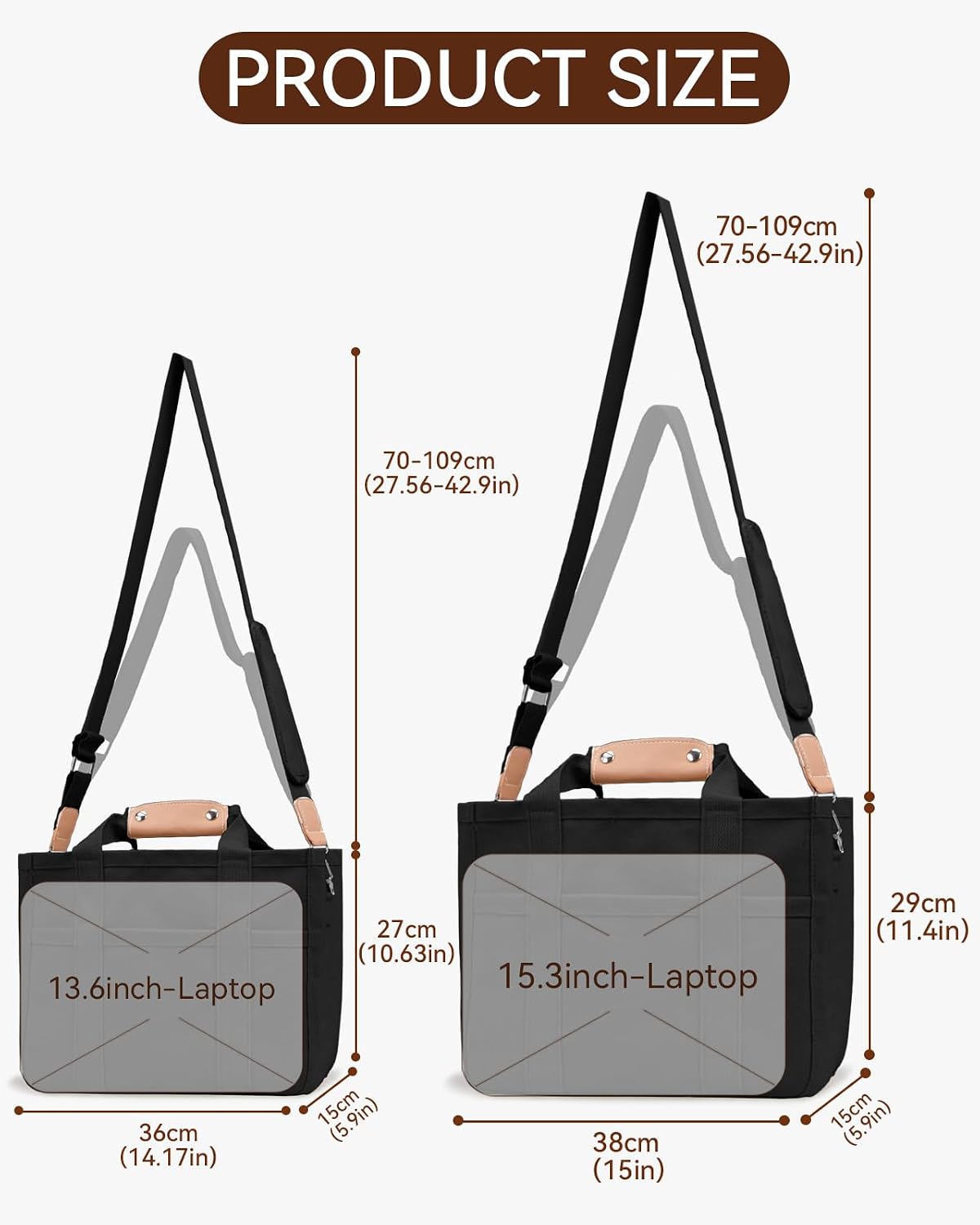 Canvas Tote Bag with Multi-Pocket for Women Large Crossbody Shoulder Handbag Everything Tote Bag with Compartments