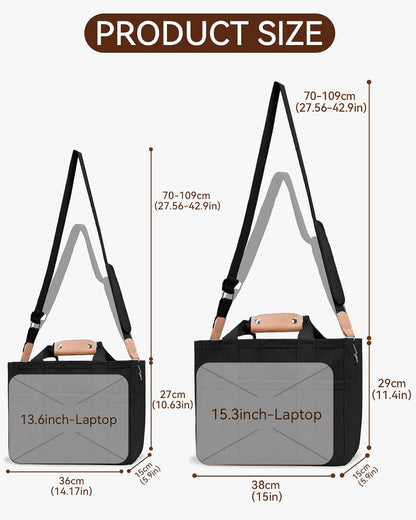 Canvas Tote Bag with Multi-Pocket for Women Large Crossbody Shoulder Handbag Everything Tote Bag with Compartments
