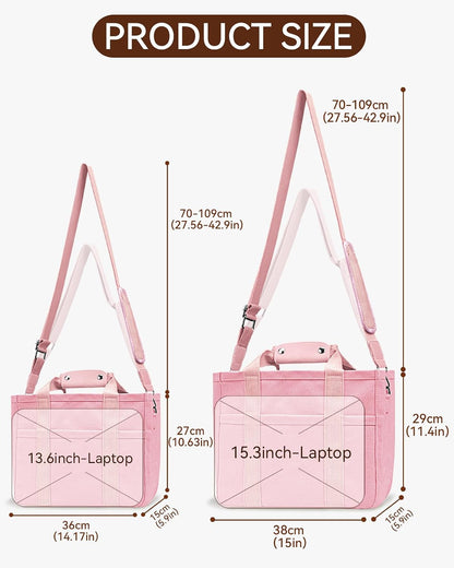 Canvas Tote Bag with Multi-Pocket for Women Large Crossbody Shoulder Handbag Everything Tote Bag with Compartments