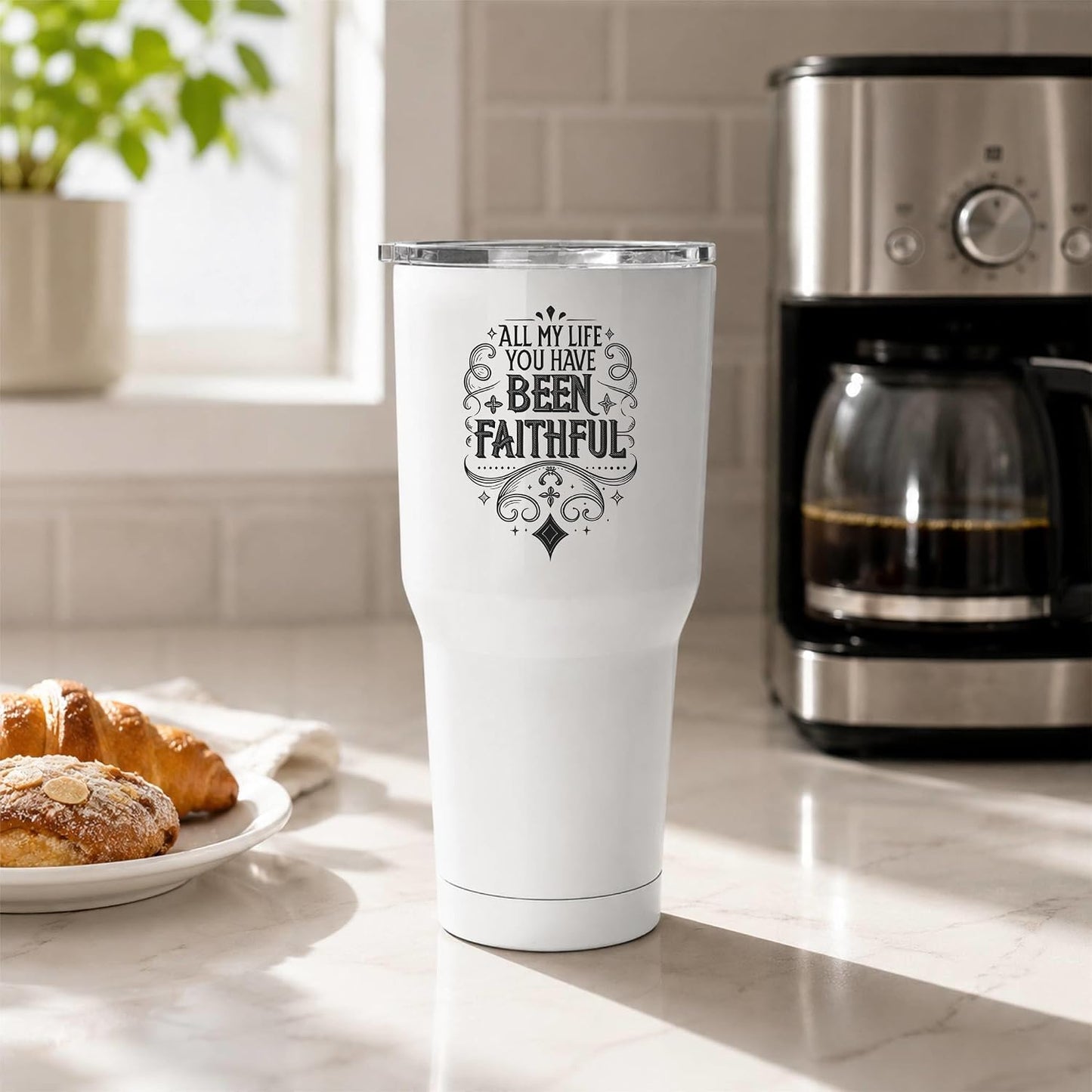 All My Life You Have Been Faithful White 20oz Tumbler | Evocative Scripture-Inspired Typography for Believers Who Find Comfort in a Daily Testimony of Divine Steadfastness